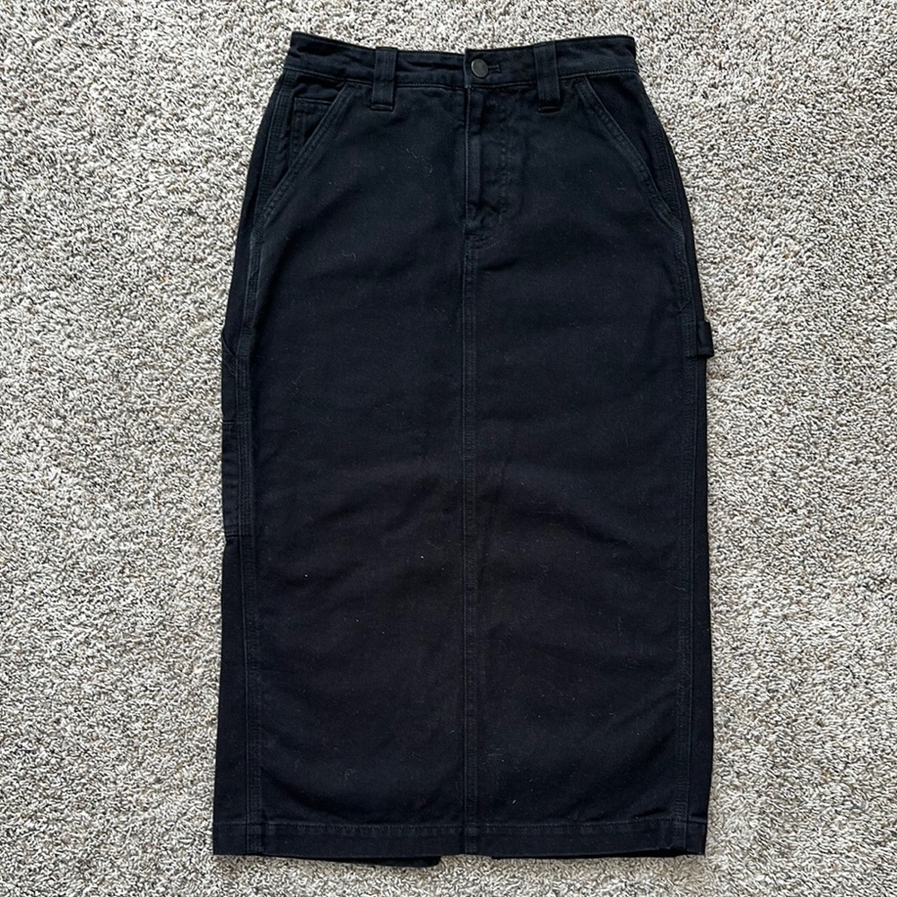 Aritzia x TNA Greenwich Midi Length Denim Carpenter Skirt